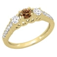 thumbnail image 1 of 0.75 Carat (ctw) 18K Yellow Gold Round Cut Champagne & White Diamond Ladies Bridal 3 Stone Engagement Ring 3/4 CT, 1 of 1