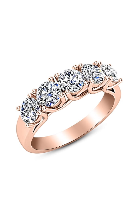 0.75 Carat (ctw) Platinum Round Cut LAB GROWN Diamond Ladies 5 Five Stone Wedding Anniversary Stackable Ring Band Ultra Premium Collection (E-F VS2-SI1) Size: 5