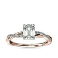 thumbnail image 1 of 0.75 Ct Brilliant Emerald Cut Genuine Diamond Sparkle Solitaire with Accents Engagement Ring for Women Solid 14K Rose Gold Size 6.5, 1 of 5
