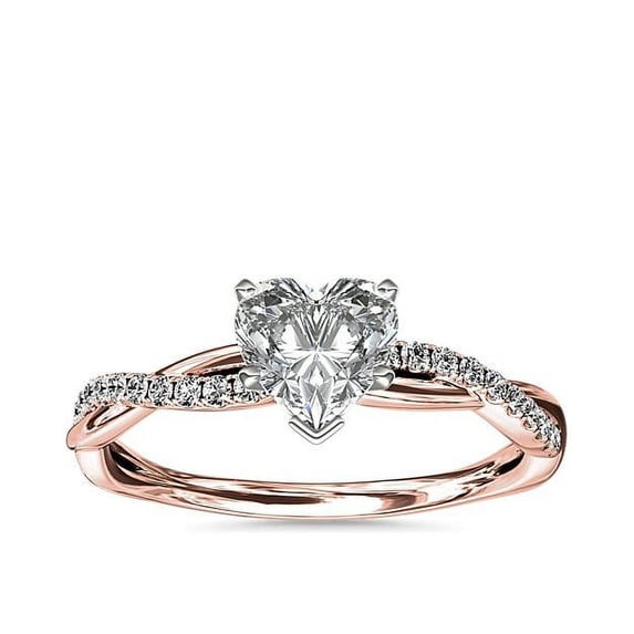 0.75 Ct Brilliant Heart Shape Genuine Diamond Sparkle Halo Ring for Engagement and Wedding in Solid 18K Rose Gold Size 6.5