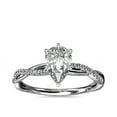 thumbnail image 1 of 0.75 Ct Brilliant Pear Shape Solitaire with Accents Genuine Diamond Beautiful Wedding Ring for her Solid 18K White Gold Size 7, 1 of 6