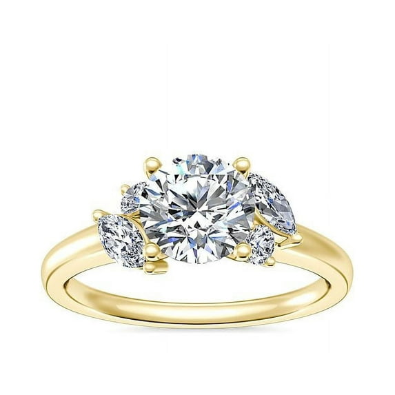 0.75 Ct Brilliant Round Shape Genuine Diamond Sparkle Ring for Engagement and Wedding in Solid 18K Yellow Gold Size 6.5