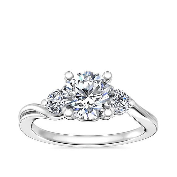 0.75 Ct Clarity VS1 Color F-G Round Natural Diamond Stunning Three Stone Engagement Ring for Womene Solid 14K White Gold Size 7.5