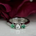 thumbnail image 1 of 0.75 Ct Fine Round Cut Natural Diamond Green Emerald Engagement Ring for Fiancee 14K White Gold Size 6 by Diamond-Capitals, 1 of 8