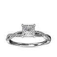 thumbnail image 1 of 0.75 Ct Princess Cut Natural Diamond Stylish Solitaire with Accents Ring for Anniversary Solid 14K White Gold Size 4, 1 of 5