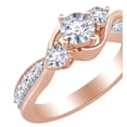 thumbnail image 1 of AFFY 0.75 Ct Round White Natural Diamond Three Stone Engagement Ring in 14k Rose Gold Ring Size - 12, 1 of 1