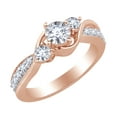 thumbnail image 1 of AFFY 0.75 Ct Round White Natural Diamond Three Stone Engagement Ring in 14k Rose Gold Ring Size - 14, 1 of 1