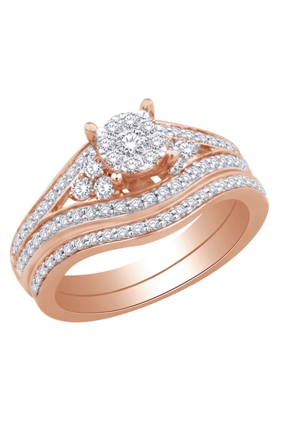 0.75 Ct White Natural Diamond Solitaire Split Shank Engagement Ring in 14k Rose Gold Ring Size : 12