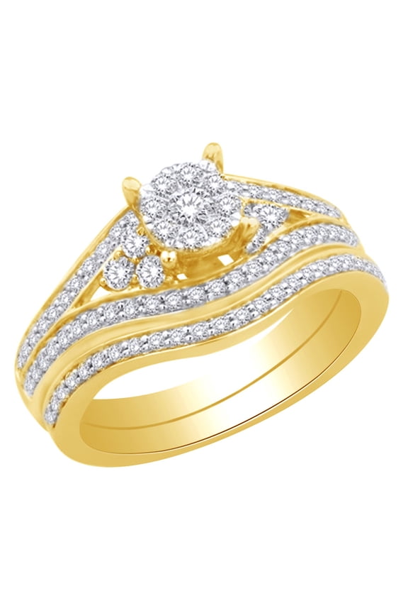 0.75 Ct White Natural Diamond Solitaire Split Shank Engagement Ring in 14k Yellow Gold Ring Size : 12