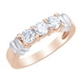 thumbnail image 1 of AFFY 0.75 Ct White Natural Diamond Three Stone Anniversary Band Ring in 14k Rose Gold, 1 of 1