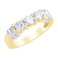 thumbnail image 1 of AFFY 0.75 Ct White Natural Diamond Three Stone Anniversary Band Ring in 14k Yellow Gold, 1 of 1