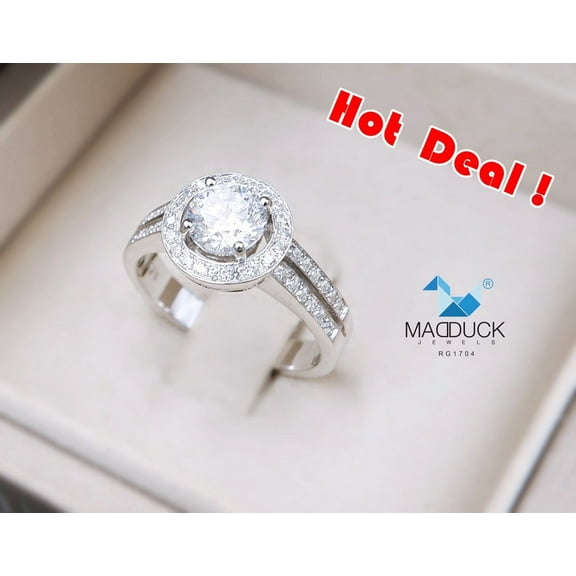 0.75 Cts Cubic Zirconia / Sterling Silver 925 Ring / Rhodium plated Nickel-Free / MadDuckJewels RG1704
