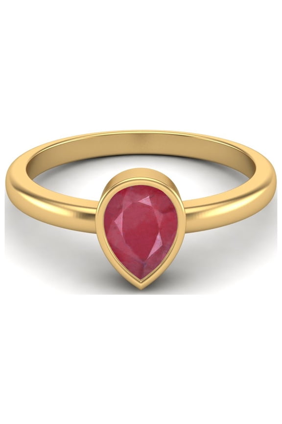 0.75 Cts Pear Shape Ruby 925 Sterling Silver Gold Vermeil Solitaire Engagement Women Ring