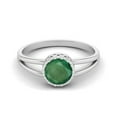 thumbnail image 1 of Mooneye 0.75 Cts Round Shape Emerald Solitaire 925 Sterling Silver Split Shank Women Wedding Rings, 1 of 3