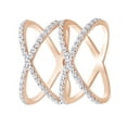 thumbnail image 1 of AFFY (0.75 Cttw) Round Cut White Natural Diamond Dual Crossover X Ring In 14K Solid Rose Gold,Ring Size-4, 1 of 1