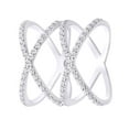 thumbnail image 1 of AFFY (0.75 Cttw) Round Cut White Natural Diamond Dual Crossover X Ring In 14K Solid White Gold,Ring Size-9, 1 of 1