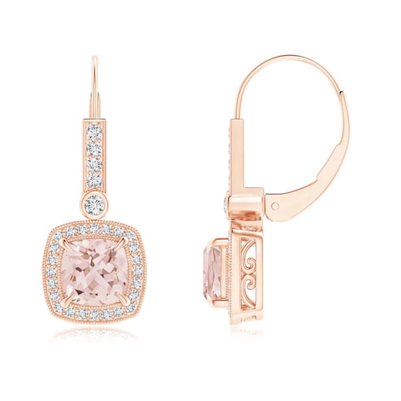 0.75 Ctw Cushion Morganite 925 Sterling Silver Rose Plated Women Dangle Wedding Earring