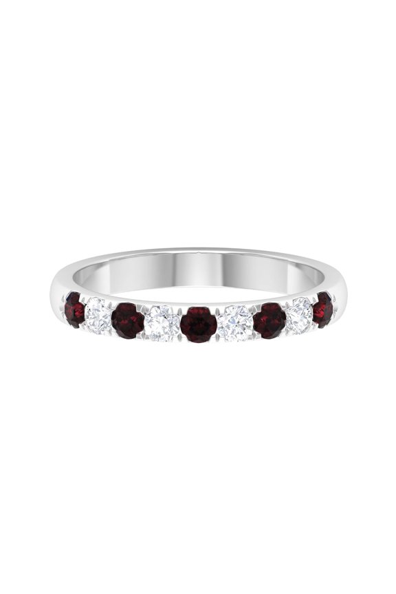 0.75 Ctw Red Garnet Round Gemstone 925 Sterling Silver Half Eternity Band Ring for Women | Wedding, Engagement Bridal Rings | Mothers Day Gift_6