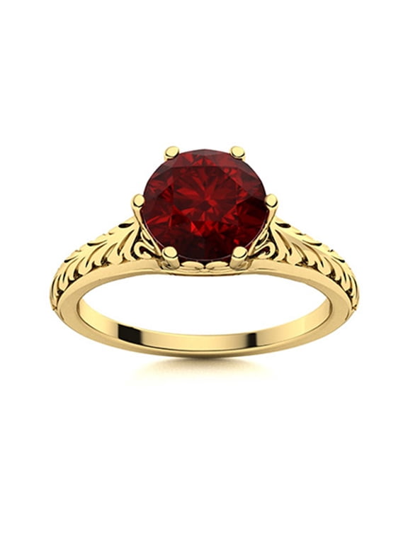 0.75 Ctw Six Prong Round Garnet Celtic Designer Women Ring 925 Sterling Silver Gold Vermeil