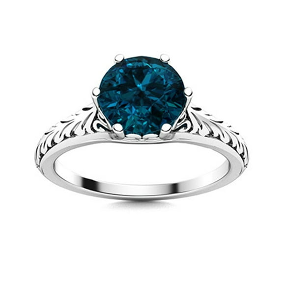 0.75 Ctw Six Prong Round London Blue Topaz Celtic Designer Women Ring 925 Sterling Silver