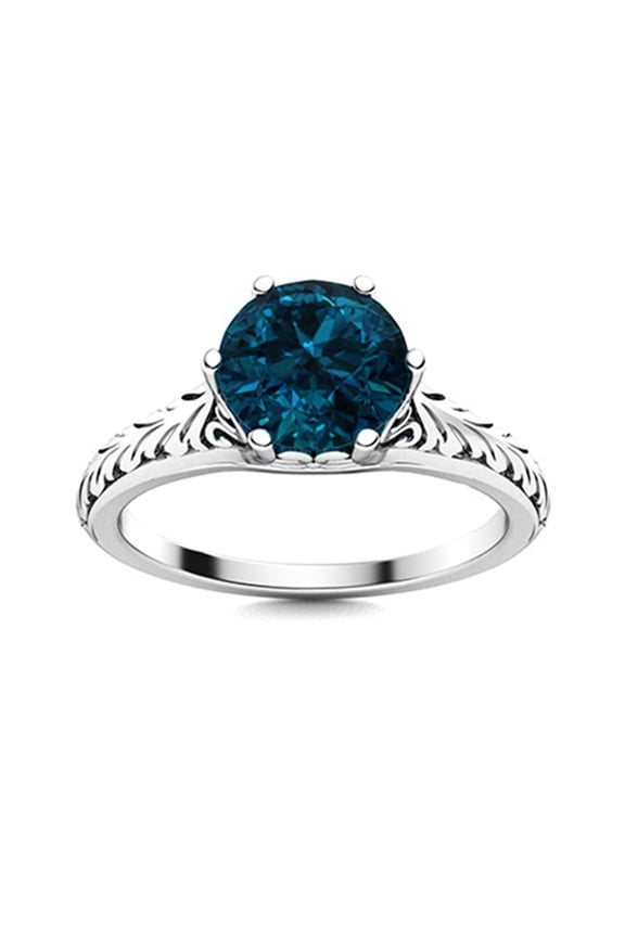 0.75 Ctw Six Prong Round London Blue Topaz Celtic Designer Women Ring 925 Sterling Silver