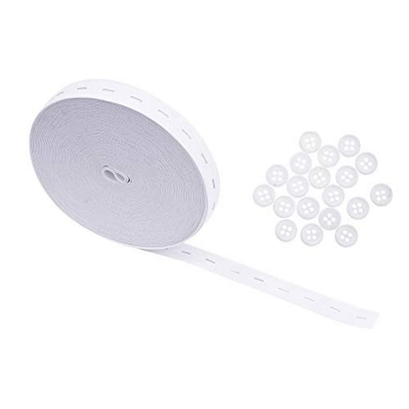 0.75 Inch Buttonhole Knit Elastic Band for Sewing, Flat Stretch Strap Spool for Waistbands