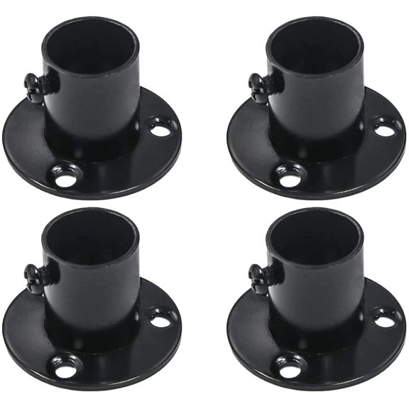 0.75 Inch Diameter Stainless Steel Matte Black Adjustable Closet Rod Flange Holder Shower Socket Bracket Support Pack of 4 Durable Hardware Accessories