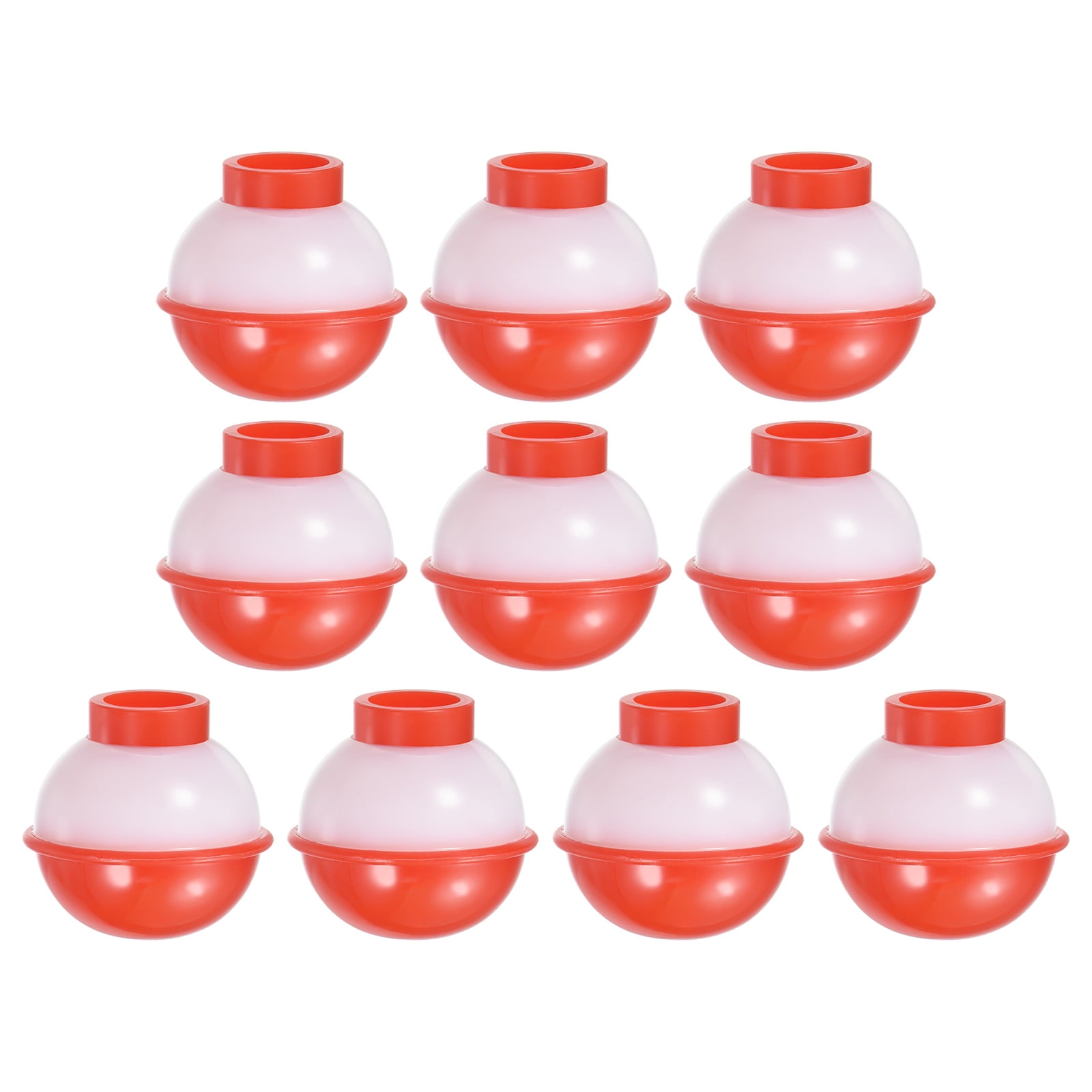 Uxcell 0.75 inch Fishing Bobbers, Plastic Push Button Round Fishing Float, Red and White 20 Pack