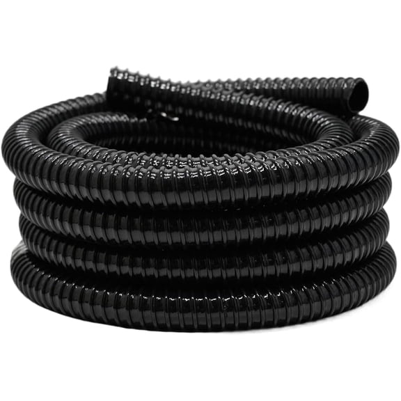 0.75 Inch Pond Tubing, 3/4" ID Corrugated Water Pipe, 20 Feet Length Flexible PVC GANGZI Pipe with Pipe Fittings, Aquarium, Pond Waterfall, Garden Pond Pump Drainage Tube Black