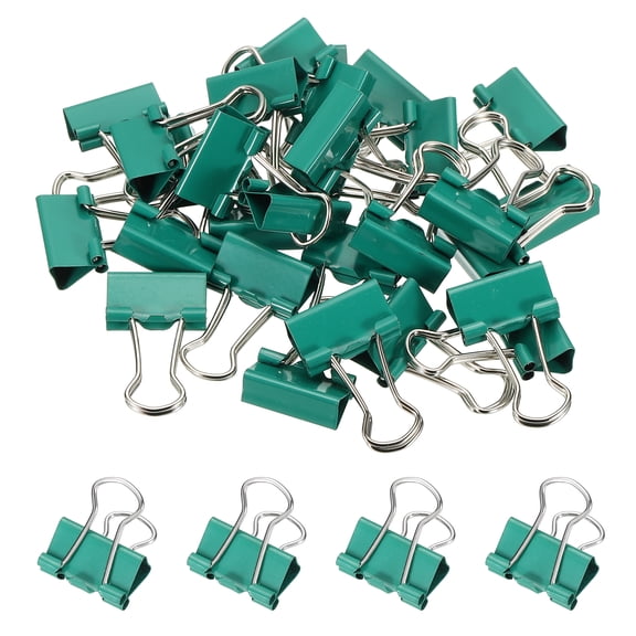 0.75 Inch Small Binder Clips, 30 Pcs Sturdy Paper Clamps with Silver Wire Handles for Home Office Supplies Business Paperwork Document Organizing, Deep Green