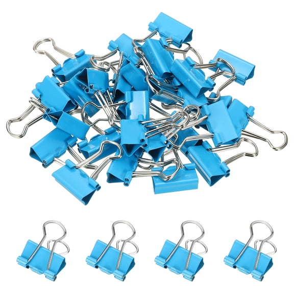 0.75 Inch Small Binder Clips, 30 Pcs Sturdy Paper Clamps with Silver Wire Handles for Home Office Supplies Business Paperwork Document Organizing, Light Blue