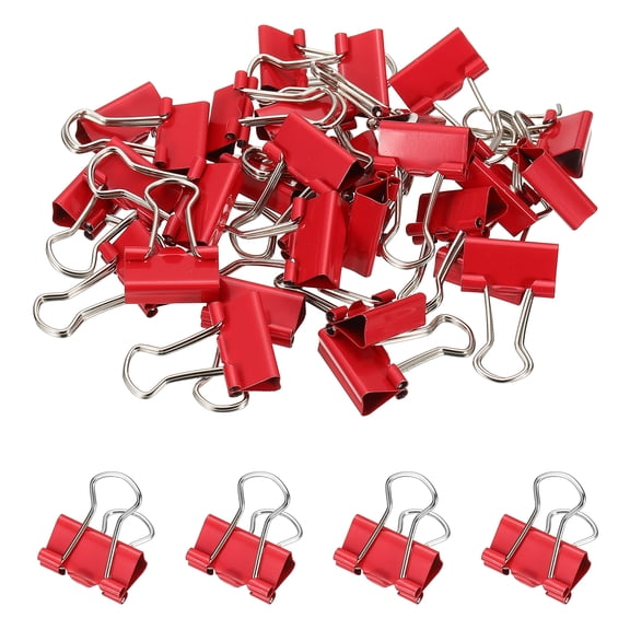 0.75 Inch Small Binder Clips, 30 Pcs Sturdy Paper Clamps with Silver Wire Handles for Home Office Supplies Business Paperwork Document Organizing, Red