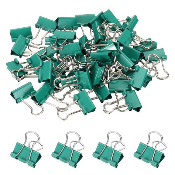 0.75 Inch Small Binder Clips, 50 Pcs Sturdy Paper Clamps with Silver Wire Handles for Home Office Supplies Business Paperwork Document Organizing, Deep Green