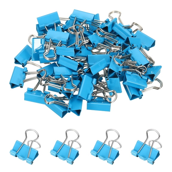 0.75 Inch Small Binder Clips, 50 Pcs Sturdy Paper Clamps with Silver Wire Handles for Home Office Supplies Business Paperwork Document Organizing, Light Blue