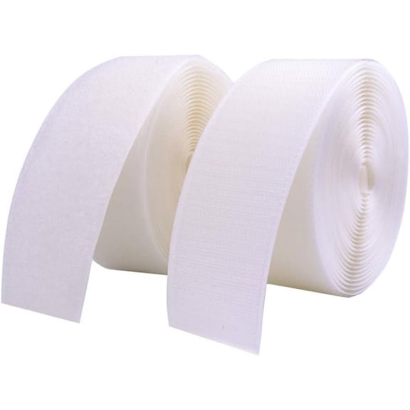 (0.75 Inches) Width Black or White Sew on Hook & Loop - Premium Grade Non-adhesive Sew-on Sold Includes Hook and Loop Both Side Interlocking Tape Sold By 5, 10, 27 Yards (White - 27 Yards)