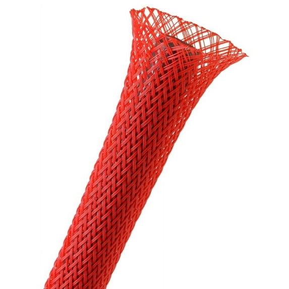 0.75" PET Expandable Braided Sleeving - Color: Red - Length: 50FT