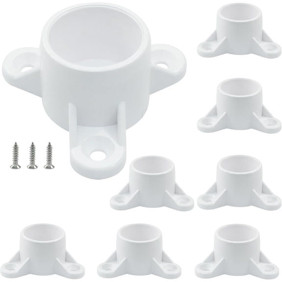 0.75" PVC Table Leg Cap Pipe Flange 3/4" Fittings Furniture Grade Holder, mounting Bracket with Screws(8Pcs)