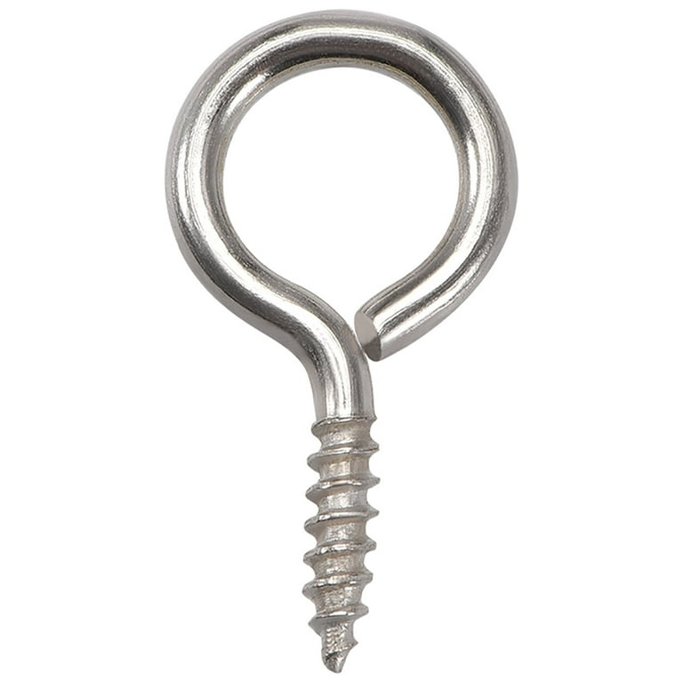0.75 Small Screw Eye Hooks Self Tapping Screws Carbon Steel Screw-in  Hanger Eye-Shape Ring Hooks Sliver 50Pcs 