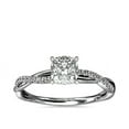 thumbnail image 1 of 0.75 T.C.W Cushion Shape Natural Diamond Latest Design Solitaire with Accents Wedding Ring for Women Solid 18K White Gold Size 8, 1 of 6