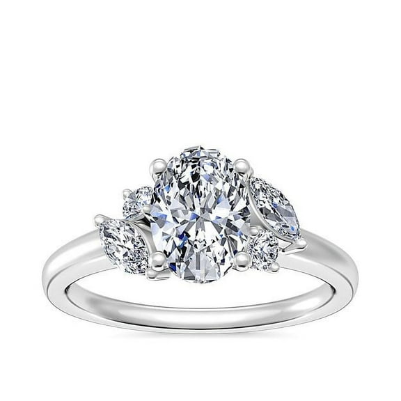 0.75 T.C.W Excellent Oval Cut Genuine Diamond Stunning Solitaire Style Ring for Engagement Solid 14K White Gold Size 7