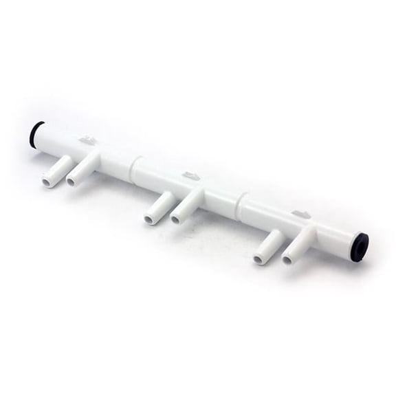 0.75 in. RB x 0.37 in. Smooth Barb 6 Ports PVC Manifold with 1 End Plug