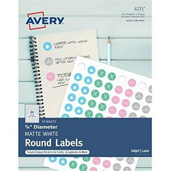 0.75 in. dia Printable Self-Adhesive Permanent Round Id Labels - White