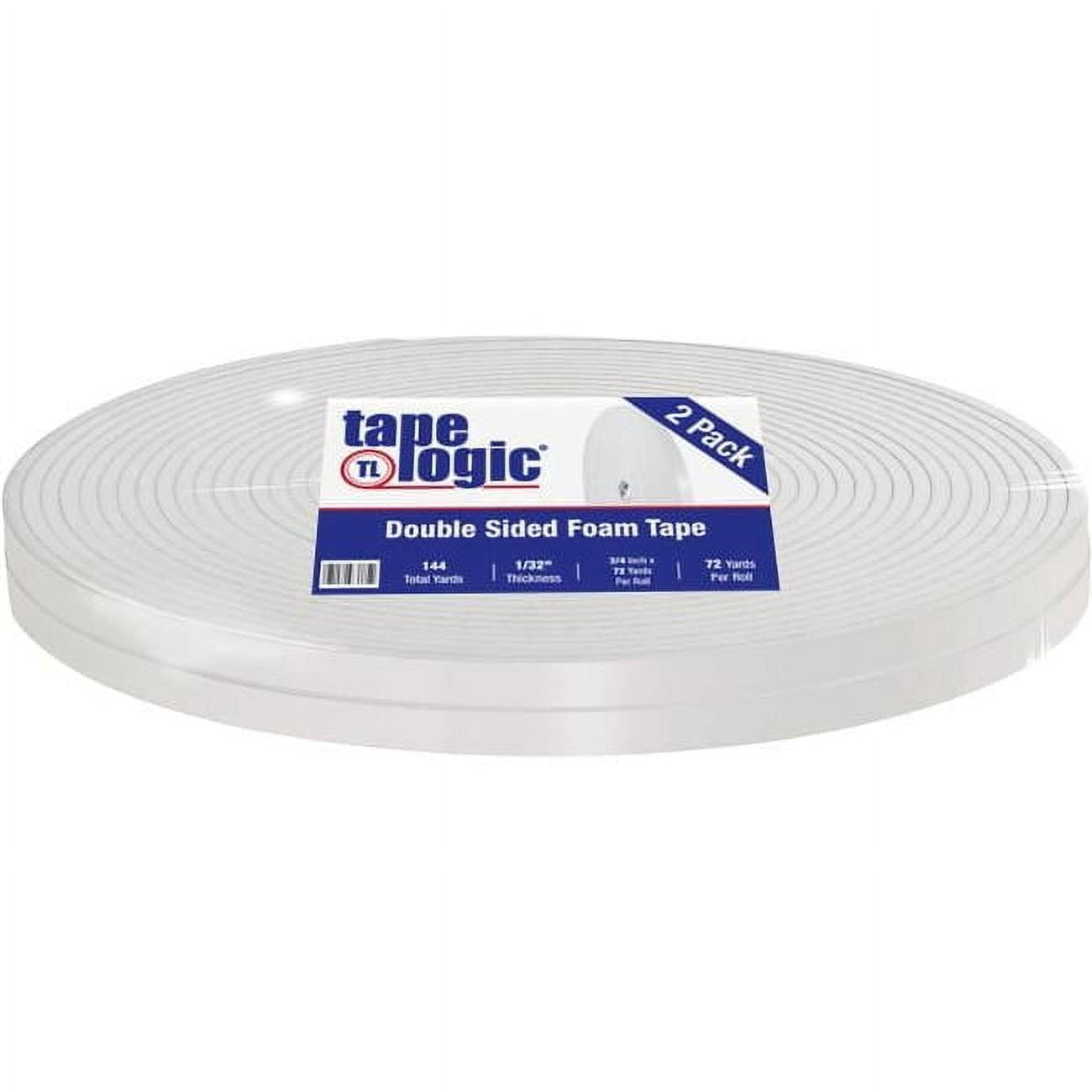 0.75 in. x 72 yards 0.0312 in. White Thick Polyethylene Double Sided Foam Tape - Pack of 2