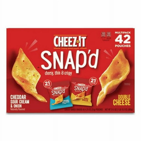 0.75 oz Bag Snapd Crackers Variety Pack, Cheddar Sour Cream & Onion Double Cheese - 42 Count