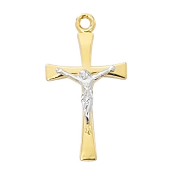 0.75 x 0.63 x 0.6 in. Gold Over Sterling Silver Crucifix with Chain