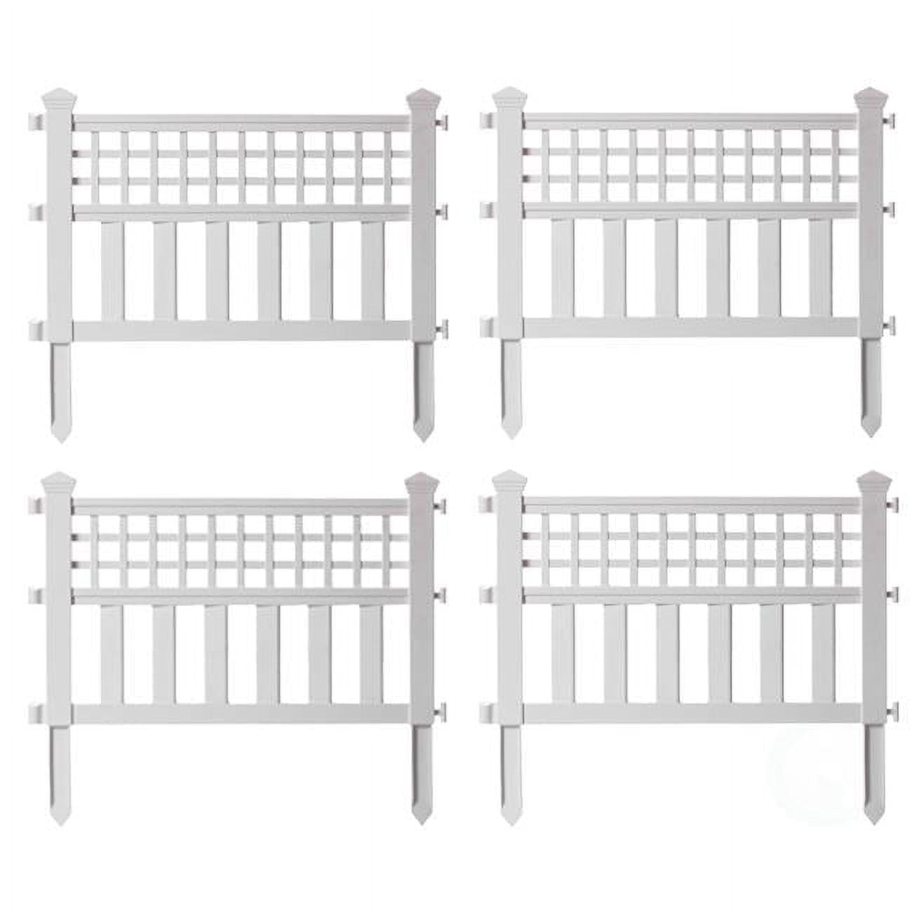 0.75 x 20.5 x 23.75 in. Plastic Outdoor Decor Garden Flower Edger Fence Border Panels, White - Set of 4