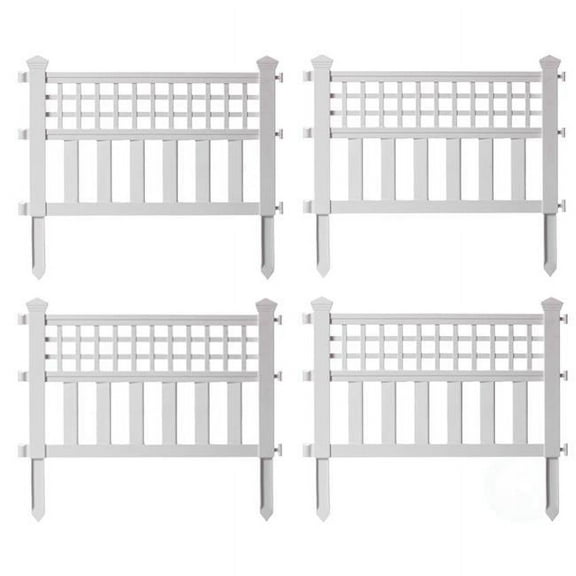 0.75 x 20.5 x 23.75 in. Plastic Outdoor Decor Garden Flower Edger Fence Border Panels, White - Set of 4