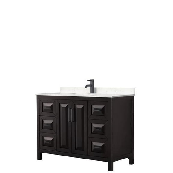 0.75 x 48 x 22 in. Daria Single Bathroom with Light-Vein Carrara Cultured Marble Countertop, Undermount Square Sink & Matte Black Trim, Dark Espresso