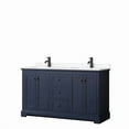 thumbnail image 1 of 0.75 x 60 x 22 in. Avery Double Bathroom Vanity with White Cultured Marble Countertop, Undermount Square Sink & Matte Black Trim, Dark Blue, 1 of 1