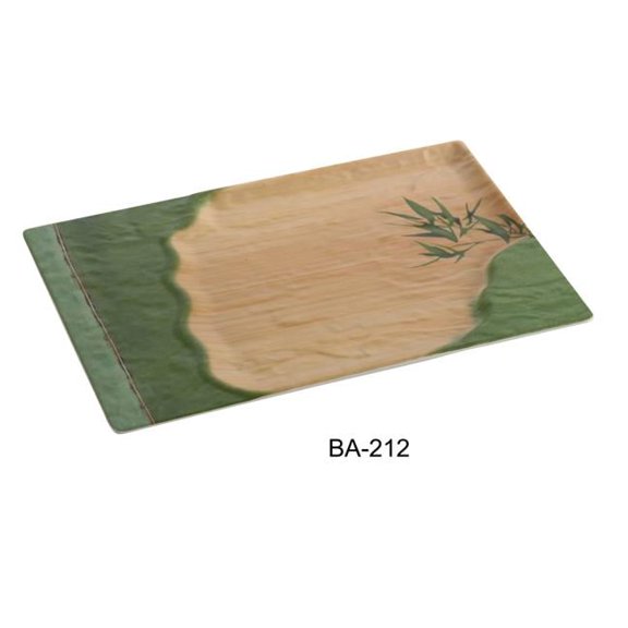 0.75 x 7.5 x 12 in. Bamboo Style Melamine Rectangular Plate - Pack of 12